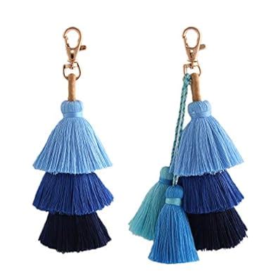 Colorful Tassel Bag Charm KeyChain - Handmade Bohemian Handbag Fringe ...