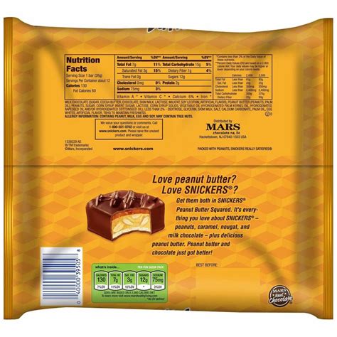 Snickers Peanut Butter Squared Fun Size Calories | amulette