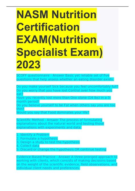NASM Nutrition Certification EXAM(Nutrition Specialist Exam) 2023 ...
