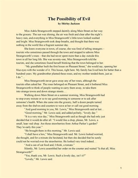 1.4.3 “The Possibility of Evil” Story - The Possibility of Evil by ...