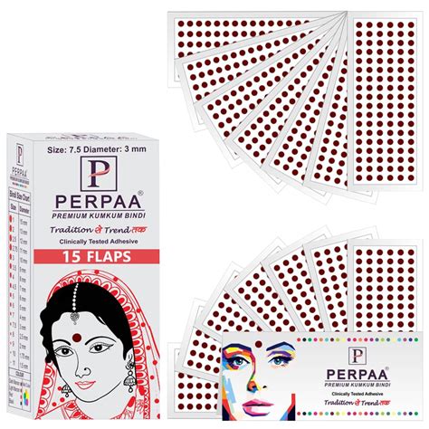 PERPAA Premium Velvet Sticker Kumkum Bindi Box of 15 Flaps - Pottu for ...