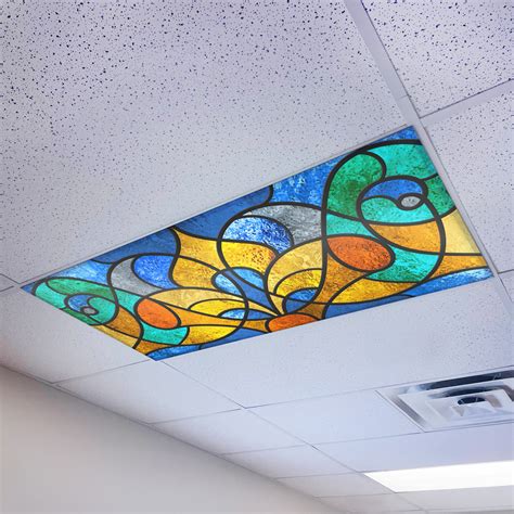Upgrade Your Drop Ceiling Lighting with Stained Glass Magnetic Light Covers