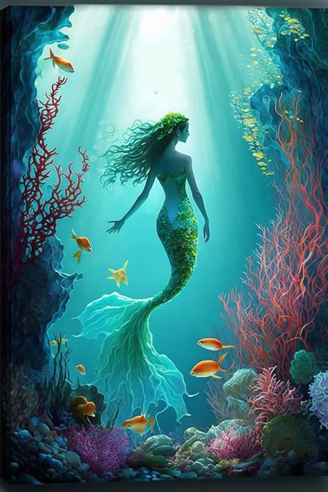 Amazon.com: Deep Sea Mermaid - Poster Print, Personalised Canvas Poster ...