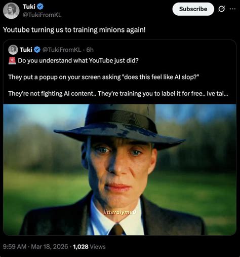 YouTube asks does this video look like AI slop, people say it is ...