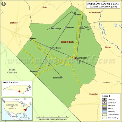 Robeson County Map North Carolina - CountyCourtCalendar.com