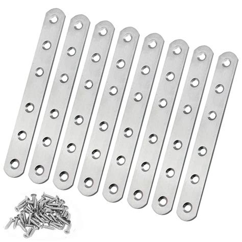 8PCS Stainless Steel Flat Straigh Fixing Plates, Heavy Duty Steel Flat ...