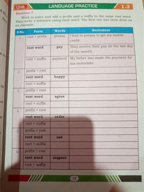 Work in pairs and add a prefix and a suffix to the same root word. Then w..