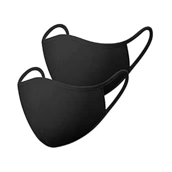 The Midle Skool Plain Black 2 Ply 100% Cotton Cloth Face Mask (Pack Of ...