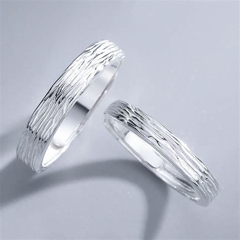 Textured Embrace 925 Adjustable Sterling Silver Couple Rings