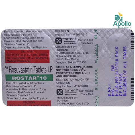 Rostar 10mg Tablet 15's Price, Uses, Side Effects, Composition - Apollo ...