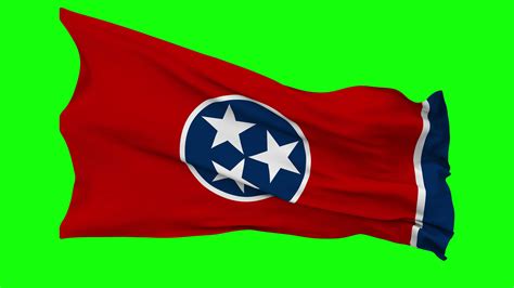 State of Tennessee Flag Waving Seamless Loop in Wind, Chroma Key Green ...