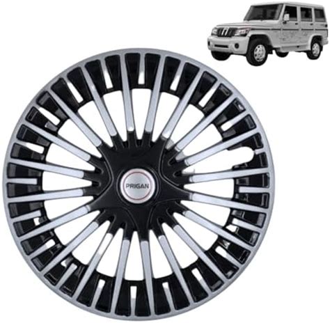 PRIGAN Wheel Cover for Bolero 15 Inch Black Silver Wheel Cap (Available ...