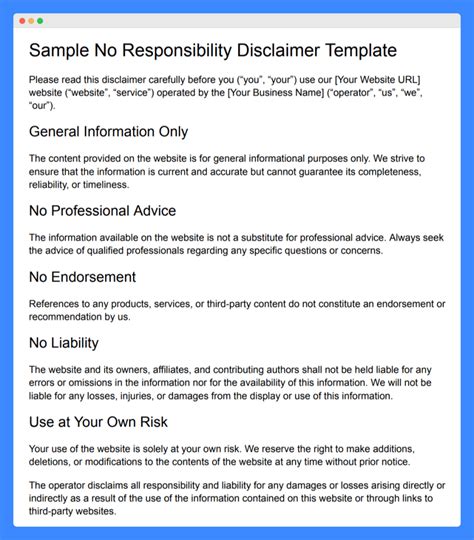 Liability Disclaimer Examples 的图像结果