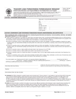 Fillable Online hesaa teacher loan forbearance request omb no 1845 0059 ...