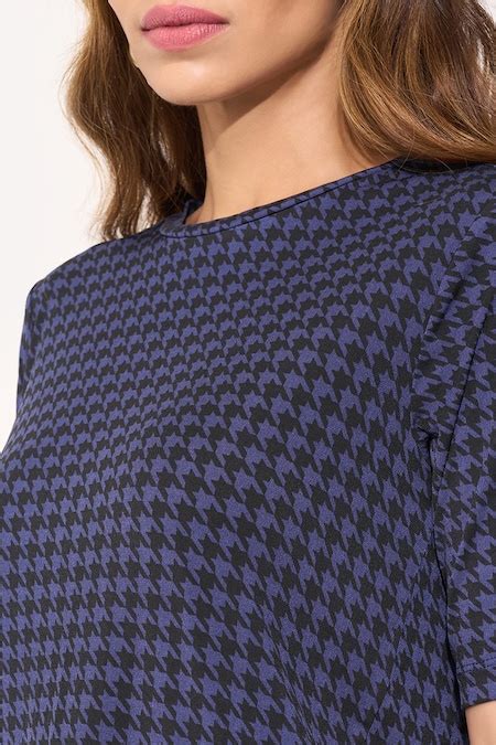 Navy Houndstooth Print Essential Top - Selling Fast at Pantaloons.com