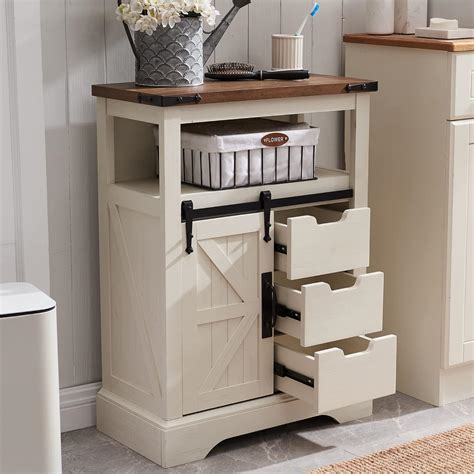 Amazon.com: OKD Bathroom Floor Cabinet, Farmhouse Cabinet with Sliding ...
