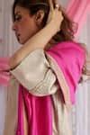 Buy Beige Kurta Chanderi, Lining Shantoon, Pant Cotton Silk Floral ...