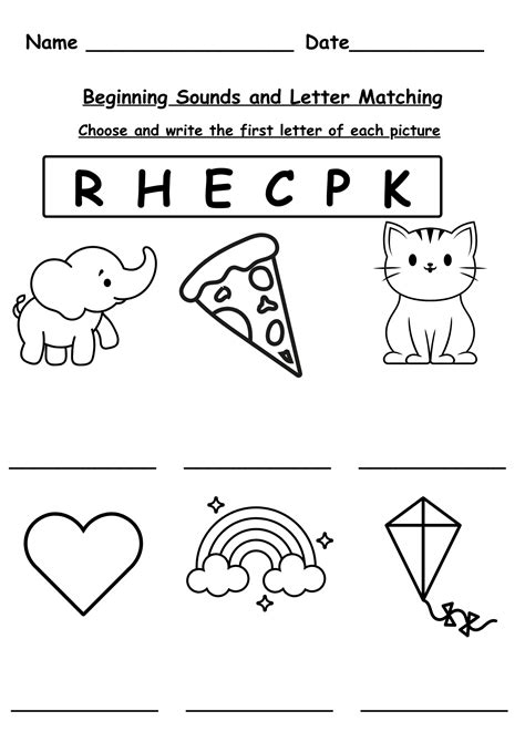Beginning Sounds Preschool Worksheets Beginning Sound Vector Art,