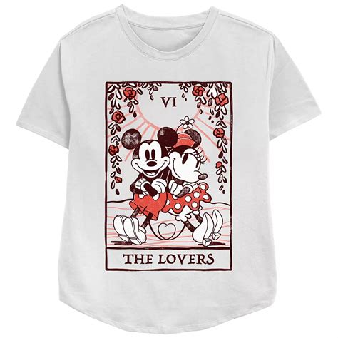 Women's Mickey Mouse And Minnie The Lovers Card Relaxed Fit Graphic Tee