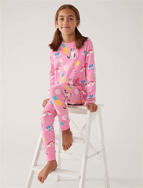 Buy Pure Cotton Cat Pyjamas at Marks & Spencer