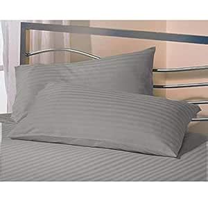 Buy Daksh Sateen Stripe 300 TC Cotton Pillow Cover, 20 x 36 inch, Grey ...