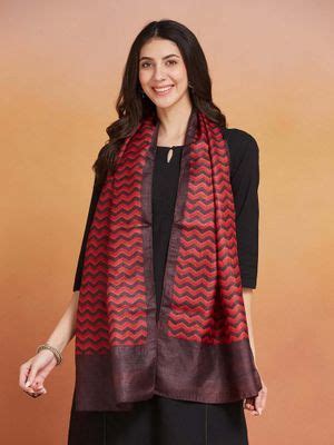 Buy Fabindia Red Silk Stole Online