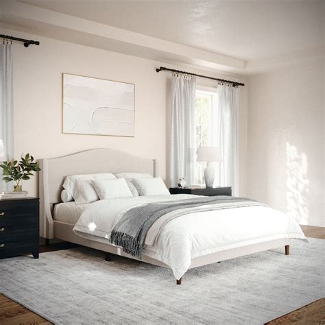 Martha Stewart Amelia Queen Upholstered Platform Bed with Curved ...