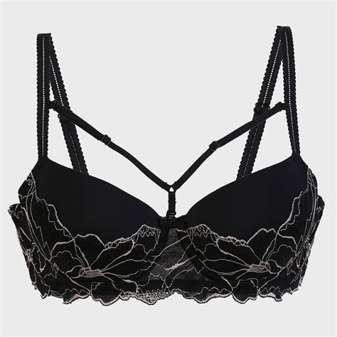 Lola & Mae The Parisian Cut Signature Strap Lacy Bra-Black LMB1025 ...