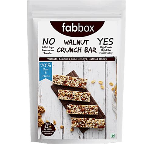 Buy Fabbox Walnut Crunch Health Bar - Vegan, Healthy Guilt-Free Snack ...