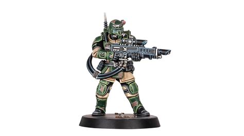 Warhammer 40k Imperial Guard models include Kasrkin and Creed