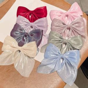 HZ HUZOYA Silky Satin Hair Barrettes Shade Bow Clip for Women Hair Clip ...