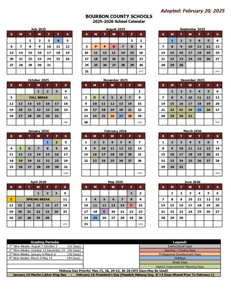 Bourbon County Schools ky Calendar 25-26 Revised [PDF] - EduCounty