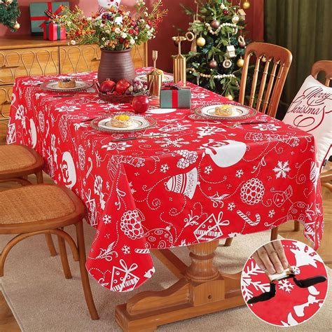 Amazon.com: SASTYBALE Christmas Plastic Tablecloth Rectangle ...