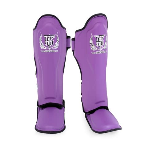TOPKING SHIN GUARD PURPLE BLACK " PRO " GENUINE LEATHER