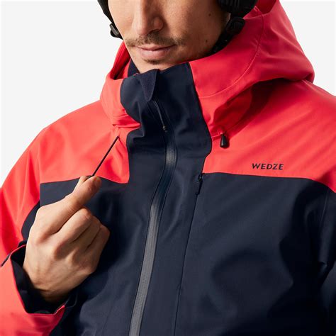 Men's warm and waterproof ski and snowboard jacket, JKT 500 red and ...