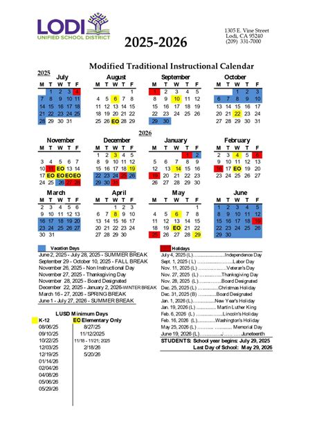 Lodi Unified School District Calendar 25-26 [PDF] REVISED - EduCounty