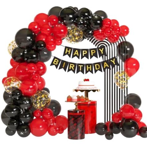 Celebration Decorz Combo Pack of 57 Pcs Black And Red Balloon Birthday ...