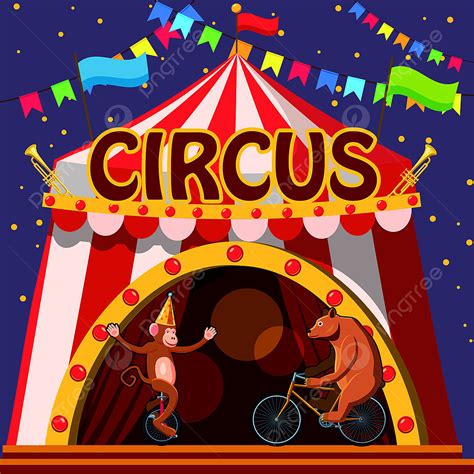 Circus Animals Show Tent Concept Cartoon Style, Circus, Animals, Show ...