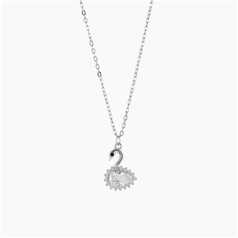 Elegant Swarovski Swan Small Pendant with Link Chain | 925 Sterling Si ...