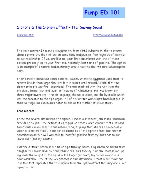 Siphons and The Siphon Effect - That Sucking Sound PDF | PDF | Soft Matter | Gas Technologies