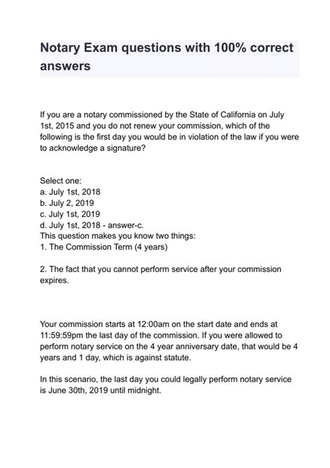 Notary Exam questions with 100% correct answers - Notary - Stuvia US