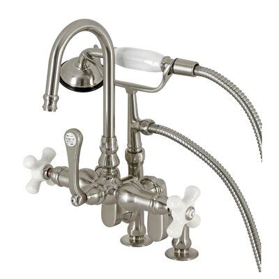 Kingston Brass Triple Handle Deck Mounted Clawfoot Tub Faucet with ...