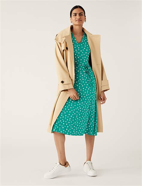 Buy Jersey Polka Dot V-Neck Midi Tea Dress at Marks & Spencer