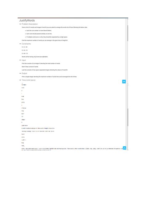 Code Vita Round 1 - JustifyWords Problem Description Given a list of K ...