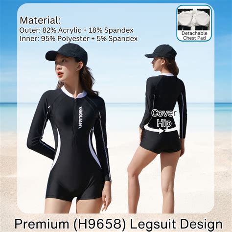 One Piece Long Sleeve Swimming Suit Swimsuit Women Beachwear 泳衣女 泳衣长袖 ...