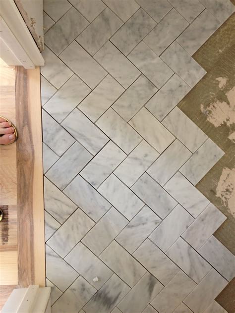 Herringbone Tile Floor Bathroom | GoodDesign