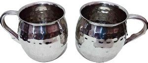 SUKH INTERNATIONAL Pack of 2 Stainless Steel Dholak Desgine Cup Set 2 ...