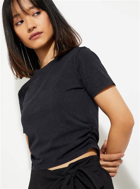 Buy URB_N Women Acid Wash Crop T-shirt Online at just Rs. 399.0 ...