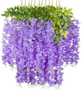 Artificial Wisteria Flower Fake Vine Hanging Plant Artificial Vine ...