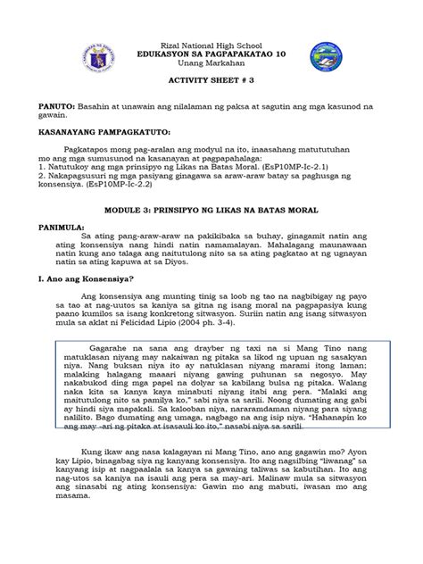 Image result for Module 1 ESP Grade 10 3rd Quarter